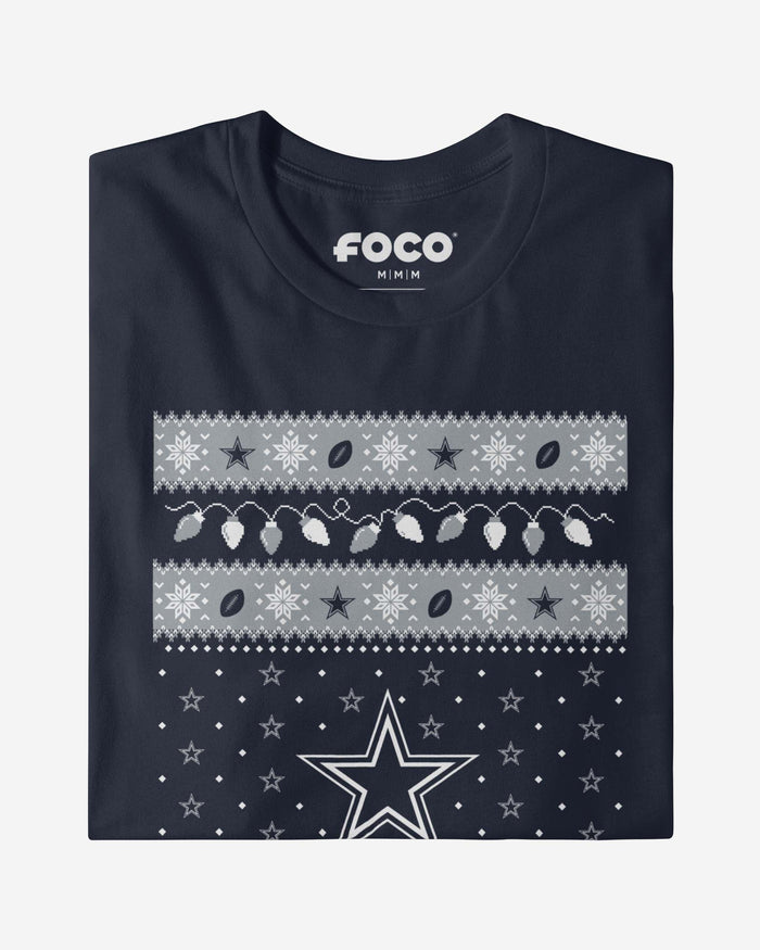 Dallas Cowboys Holiday Lights Sweater Long Sleeve T-Shirt FOCO - FOCO.com