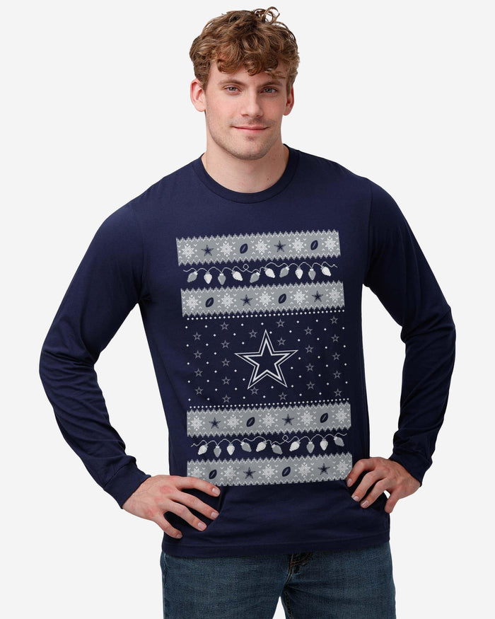 Dallas Cowboys Holiday Lights Sweater Long Sleeve T-Shirt FOCO - FOCO.com