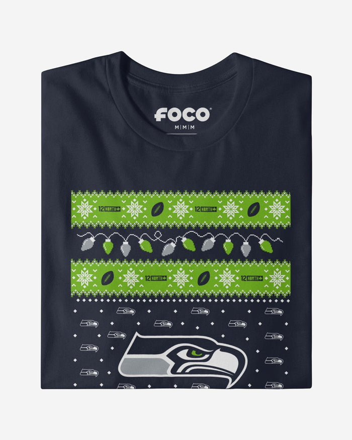 Seattle Seahawks Holiday Lights Sweater Long Sleeve T-Shirt FOCO - FOCO.com