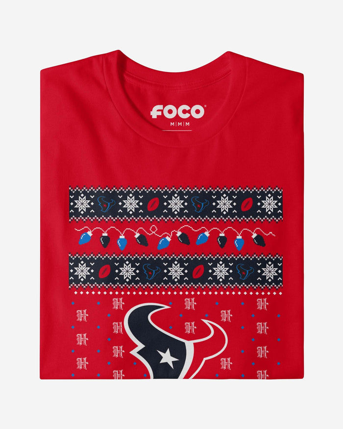 Houston Texans Holiday Lights Sweater Long Sleeve T-Shirt FOCO - FOCO.com