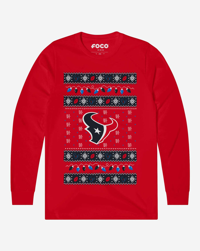 Houston Texans Holiday Lights Sweater Long Sleeve T-Shirt FOCO S - FOCO.com