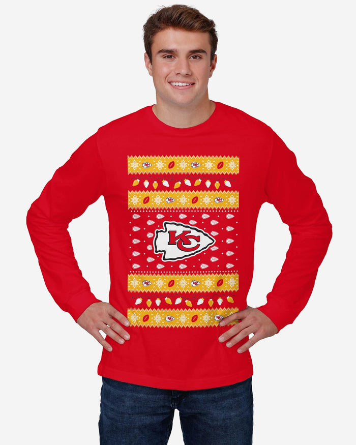 Kansas City Chiefs Holiday Lights Sweater Long Sleeve T-Shirt FOCO - FOCO.com