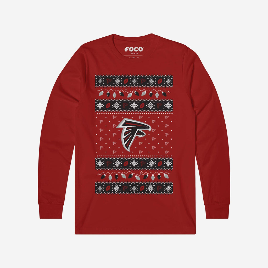 Atlanta Falcons Holiday Lights Sweater Long Sleeve T-Shirt FOCO S - FOCO.com