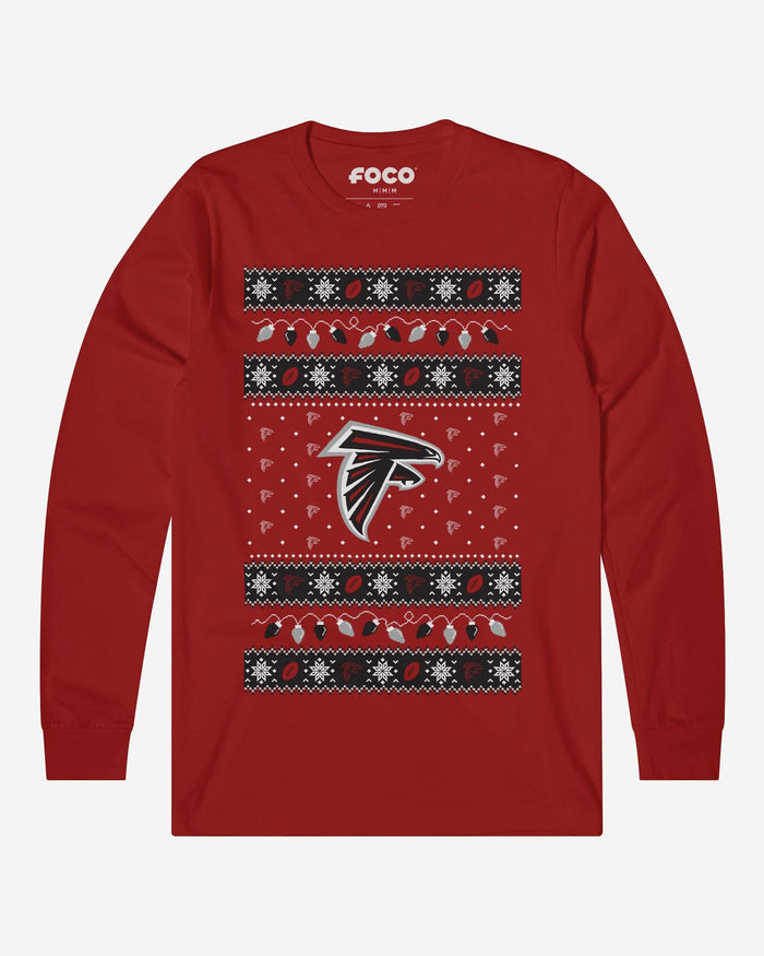 Atlanta Falcons Holiday Lights Sweater Long Sleeve T-Shirt FOCO S - FOCO.com