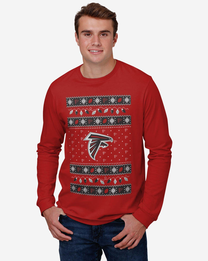 Atlanta Falcons Holiday Lights Sweater Long Sleeve T-Shirt FOCO - FOCO.com