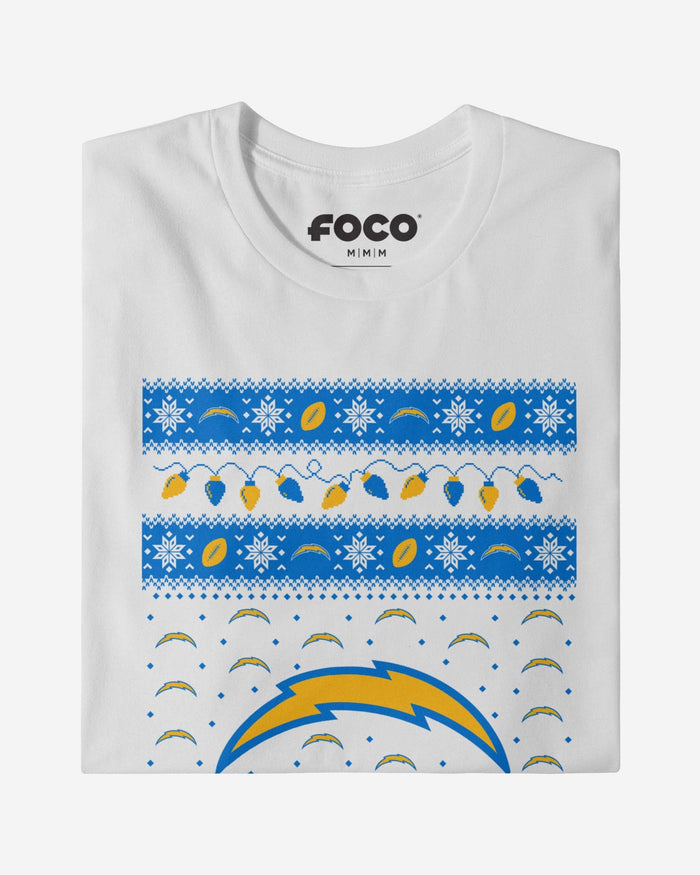 Los Angeles Chargers Holiday Lights Sweater Long Sleeve T-Shirt FOCO - FOCO.com