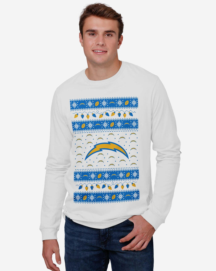 Los Angeles Chargers Holiday Lights Sweater Long Sleeve T-Shirt FOCO - FOCO.com