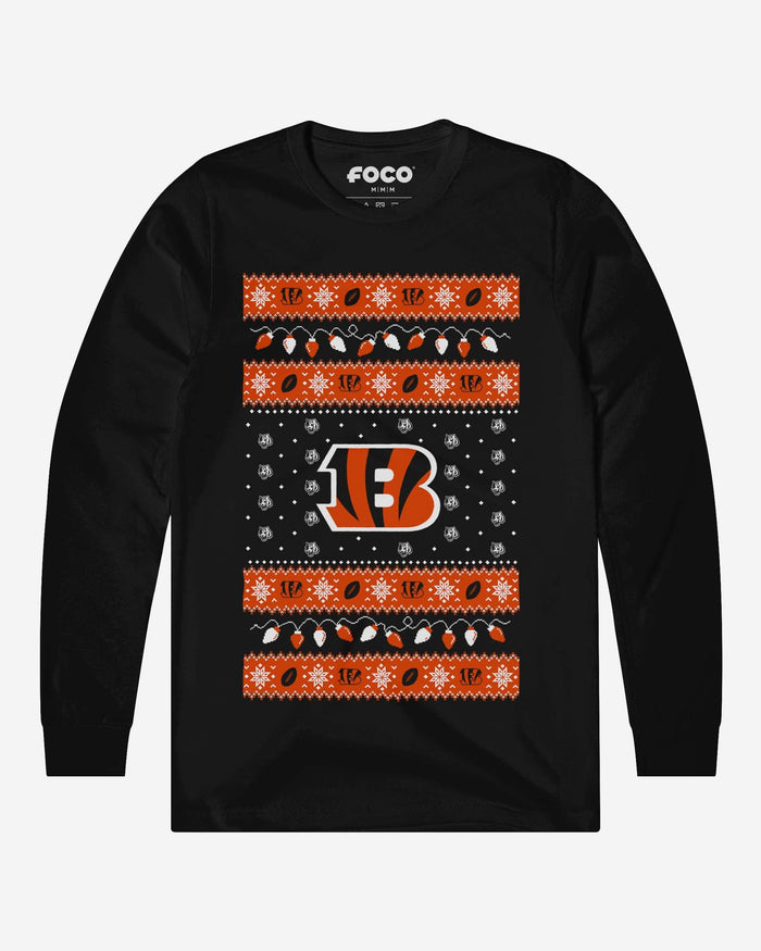 Cincinnati Bengals Holiday Lights Sweater Long Sleeve T-Shirt FOCO S - FOCO.com