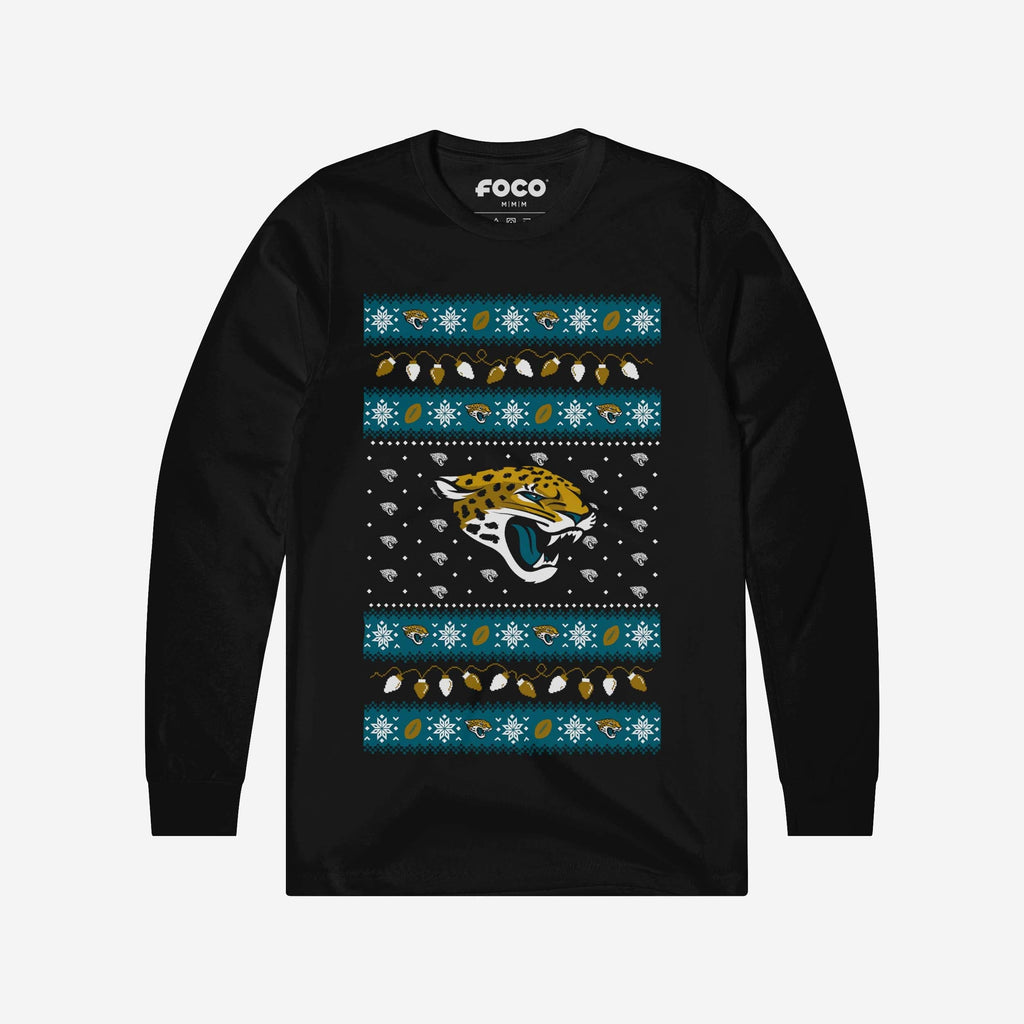 Jacksonville Jaguars Holiday Lights Sweater Long Sleeve T-Shirt FOCO S - FOCO.com