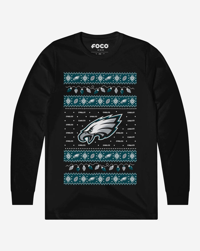 Philadelphia Eagles Holiday Lights Sweater Long Sleeve T-Shirt FOCO S - FOCO.com