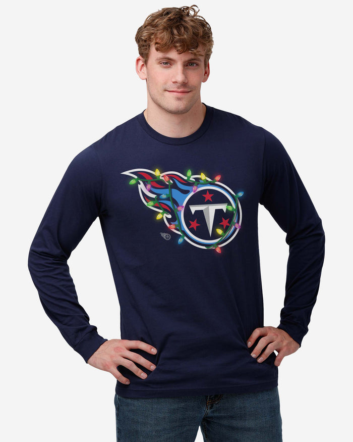 Tennessee Titans Primary Logo Holiday Lights Long Sleeve T-Shirt FOCO - FOCO.com