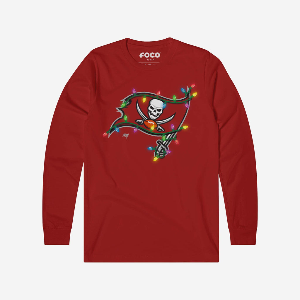 Tampa Bay Buccaneers Primary Logo Holiday Lights Long Sleeve T-Shirt FOCO S - FOCO.com