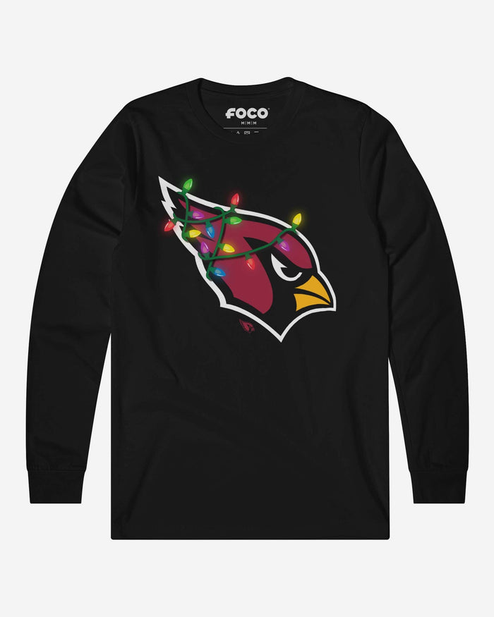 Arizona Cardinals Primary Logo Holiday Lights Long Sleeve T-Shirt FOCO S - FOCO.com