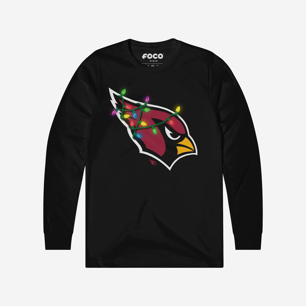 Arizona Cardinals Primary Logo Holiday Lights Long Sleeve T-Shirt