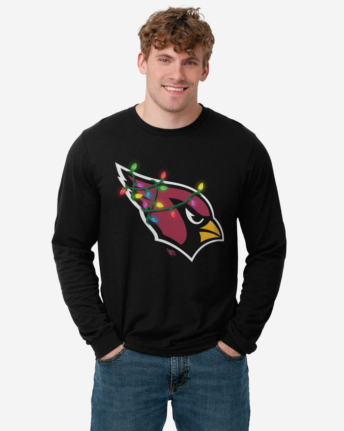 Arizona Cardinals Primary Logo Holiday Lights Long Sleeve T-Shirt FOCO - FOCO.com