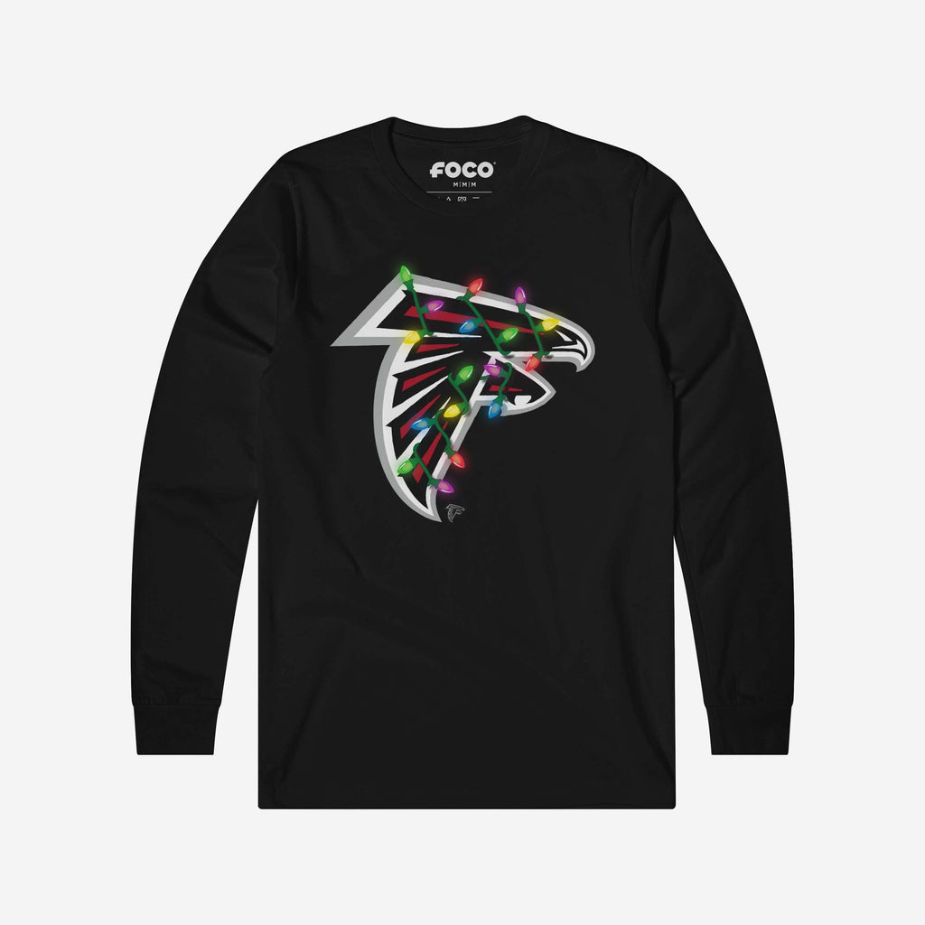 Atlanta Falcons Primary Logo Holiday Lights Long Sleeve T-Shirt FOCO S - FOCO.com