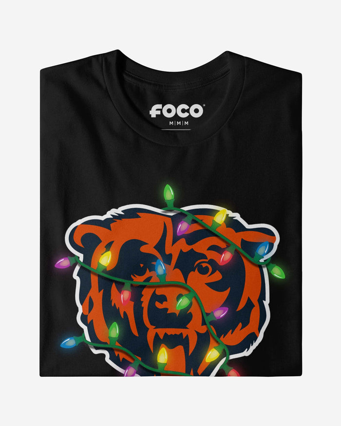 Chicago Bears Primary Logo Holiday Lights Long Sleeve T-Shirt FOCO - FOCO.com