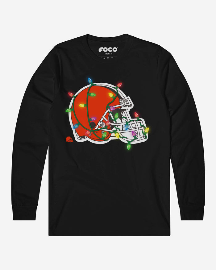 Cleveland Browns Primary Logo Holiday Lights Long Sleeve T-Shirt FOCO S - FOCO.com