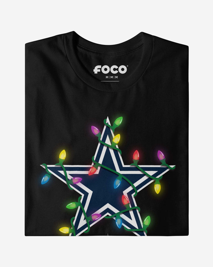 Dallas Cowboys Primary Logo Holiday Lights Long Sleeve T-Shirt FOCO - FOCO.com