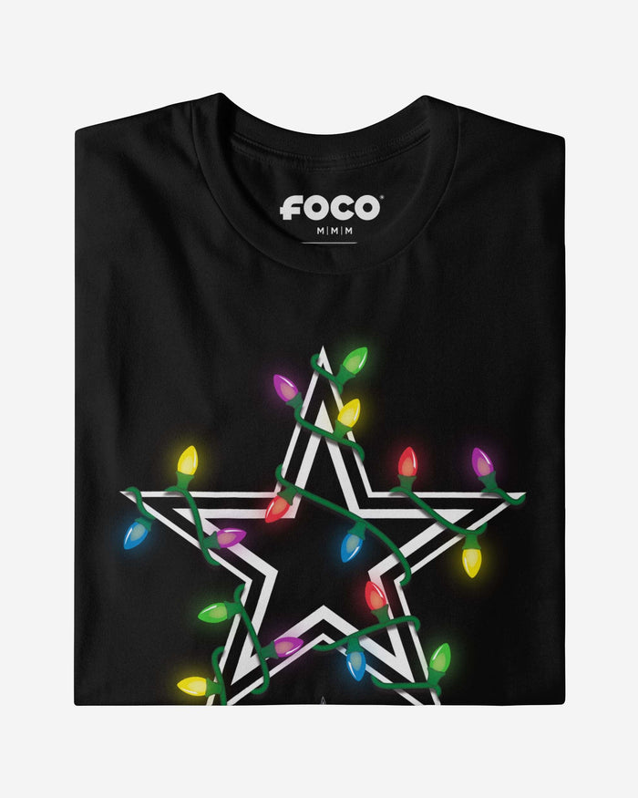 Dallas Cowboys Primary Logo Holiday Lights Long Sleeve T-Shirt FOCO - FOCO.com