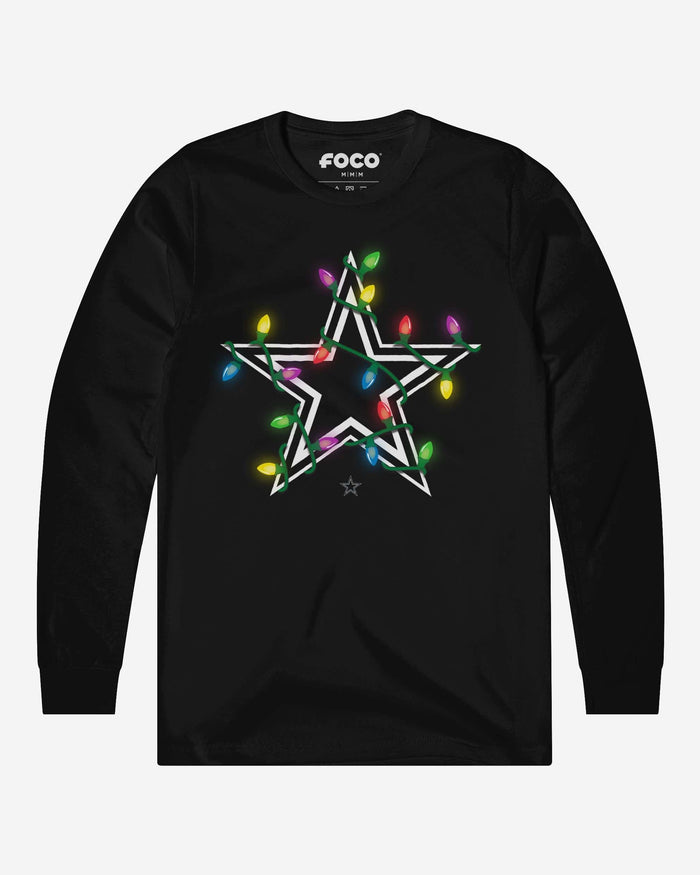 Dallas Cowboys Primary Logo Holiday Lights Long Sleeve T-Shirt FOCO S - FOCO.com