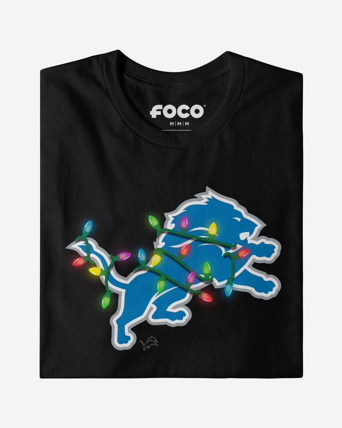 Detroit Lions Primary Logo Holiday Lights Long Sleeve T-Shirt FOCO - FOCO.com