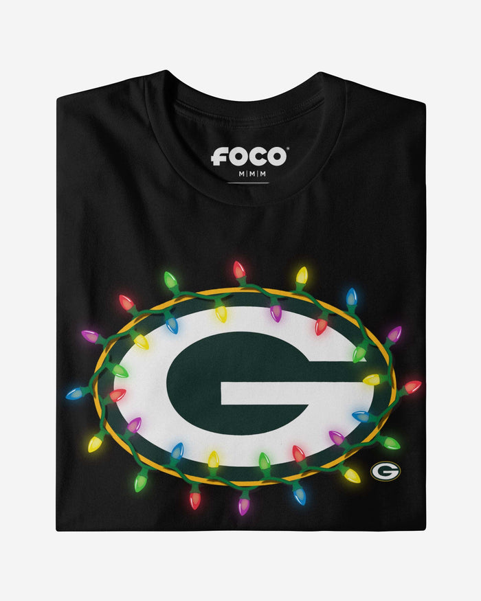 Green Bay Packers Primary Logo Holiday Lights Long Sleeve T-Shirt FOCO - FOCO.com