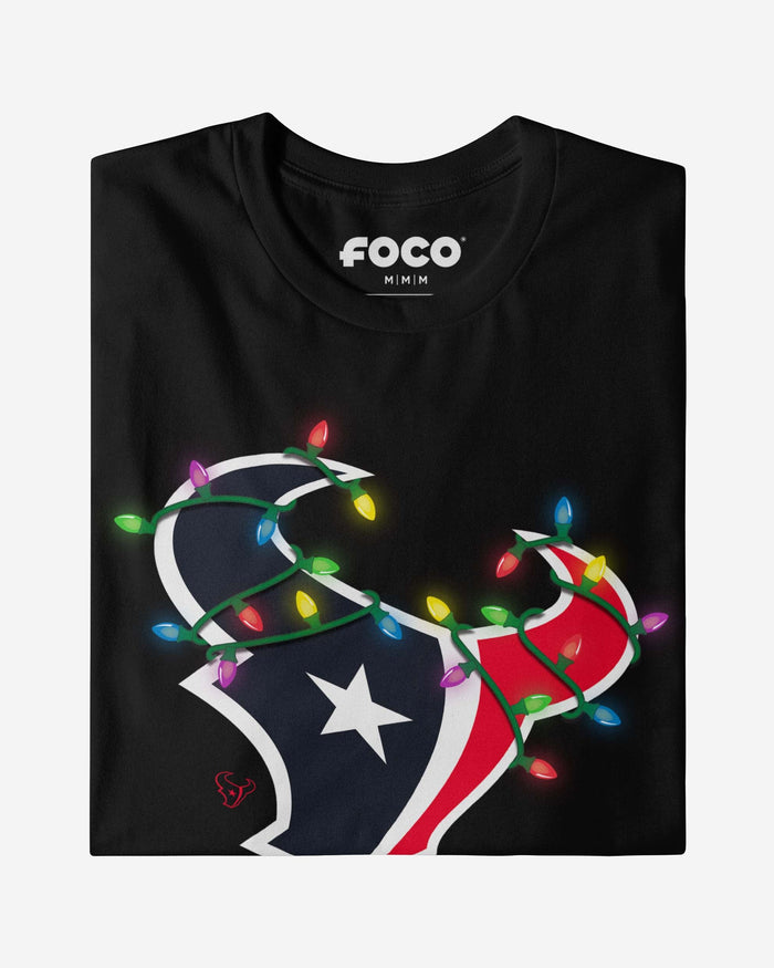 Houston Texans Primary Logo Holiday Lights Long Sleeve T-Shirt FOCO - FOCO.com