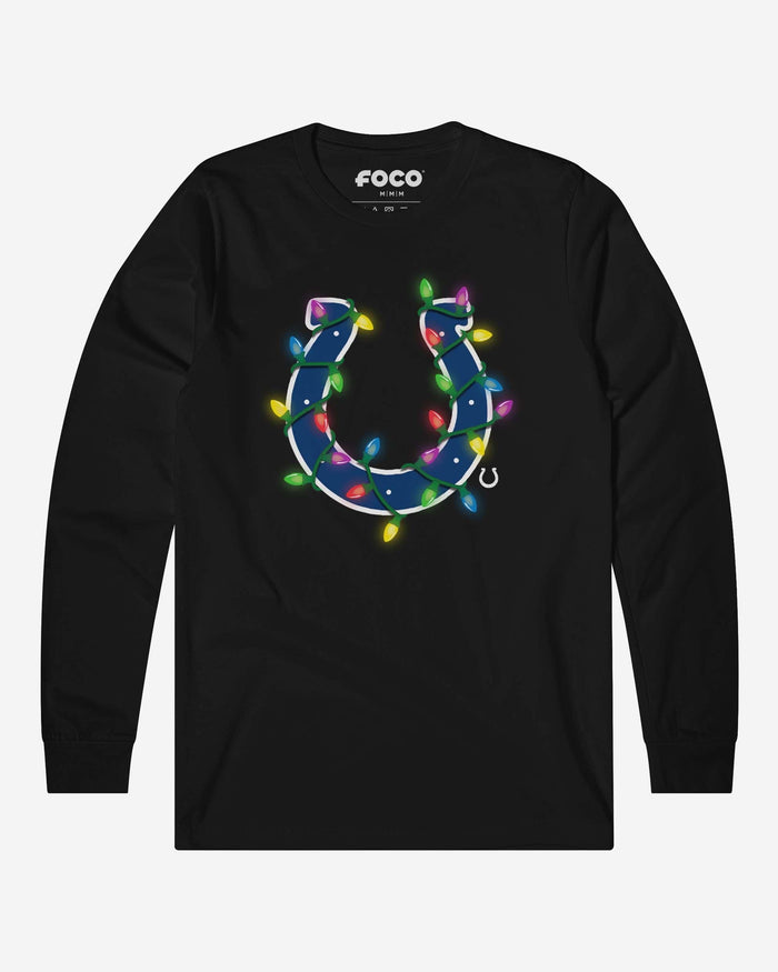 Indianapolis Colts Primary Logo Holiday Lights Long Sleeve T-Shirt FOCO S - FOCO.com