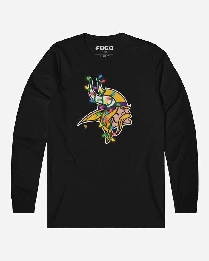 Minnesota Vikings Primary Logo Holiday Lights Long Sleeve T-Shirt FOCO S - FOCO.com