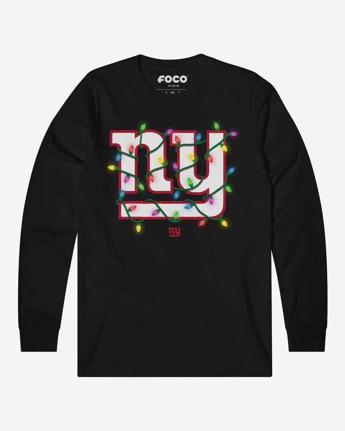 New York Giants Primary Logo Holiday Lights Long Sleeve T-Shirt FOCO S - FOCO.com