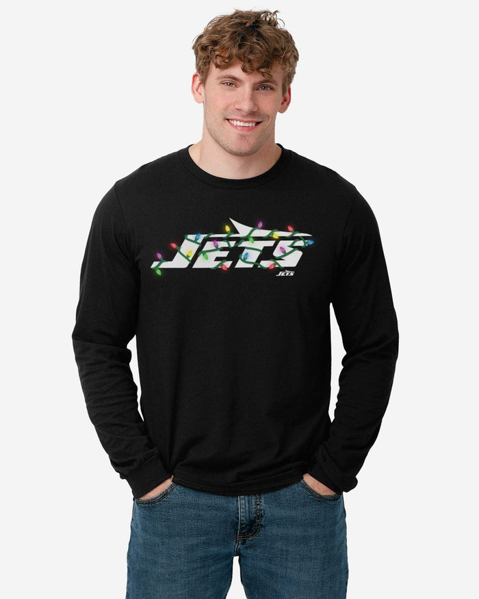 New York Jets Primary Logo Holiday Lights Long Sleeve T-Shirt FOCO - FOCO.com