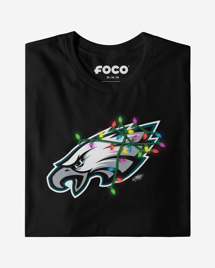 Philadelphia Eagles Primary Logo Holiday Lights Long Sleeve T-Shirt FOCO - FOCO.com