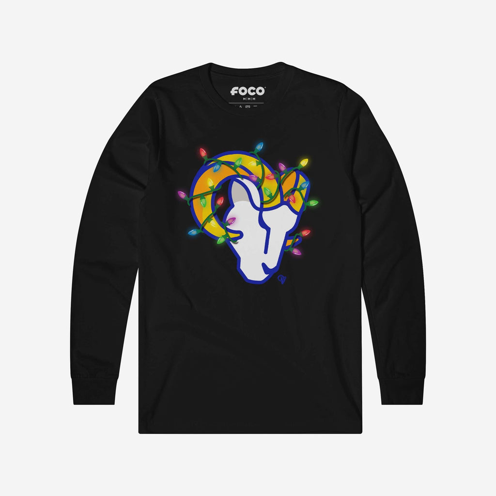 Los Angeles Rams Primary Logo Holiday Lights Long Sleeve T-Shirt FOCO S - FOCO.com