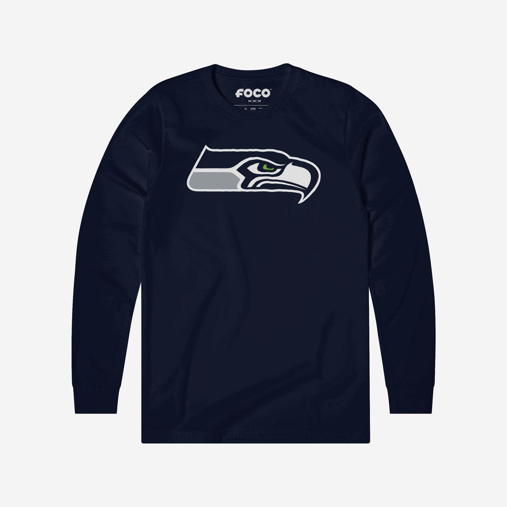 Seattle Seahawks Primary Logo Long Sleeve T-Shirt FOCO Navy S - FOCO.com