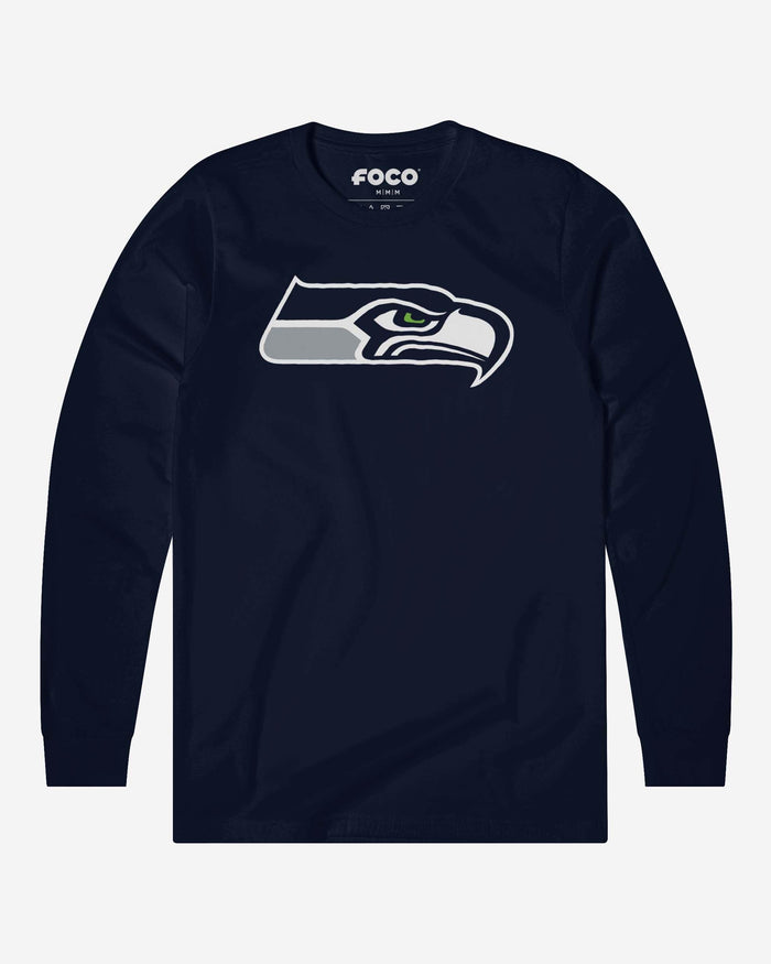 Seattle Seahawks Primary Logo Long Sleeve T-Shirt FOCO Navy S - FOCO.com