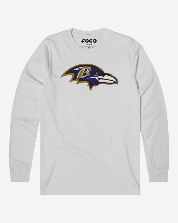 Baltimore Ravens Primary Logo Long Sleeve T-Shirt FOCO White S - FOCO.com