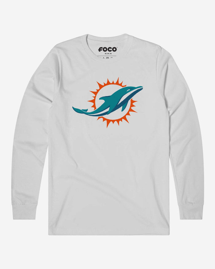 Miami Dolphins Primary Logo Long Sleeve T-Shirt FOCO White S - FOCO.com