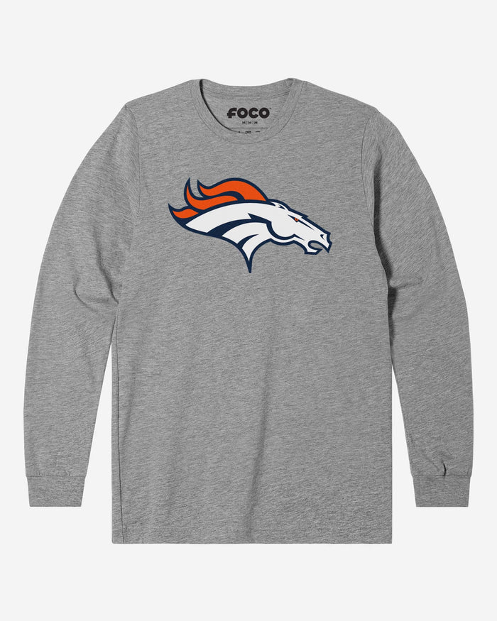 Denver Broncos Primary Logo Long Sleeve T-Shirt FOCO Athletic Heather S - FOCO.com