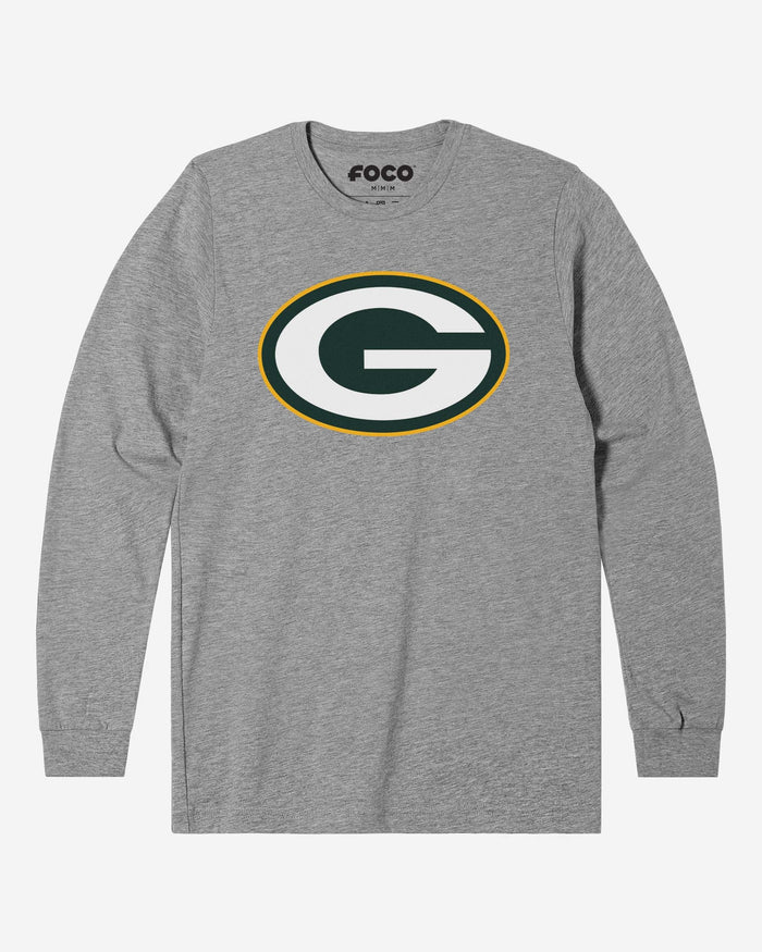 Green Bay Packers Primary Logo Long Sleeve T-Shirt FOCO Athletic Heather S - FOCO.com