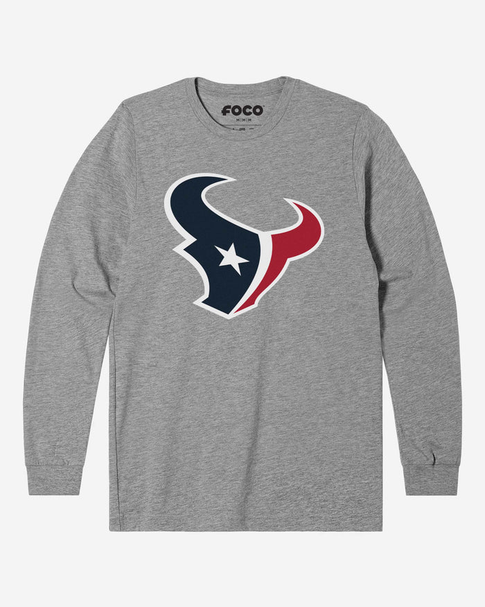 Houston Texans Primary Logo Long Sleeve T-Shirt FOCO Athletic Heather S - FOCO.com