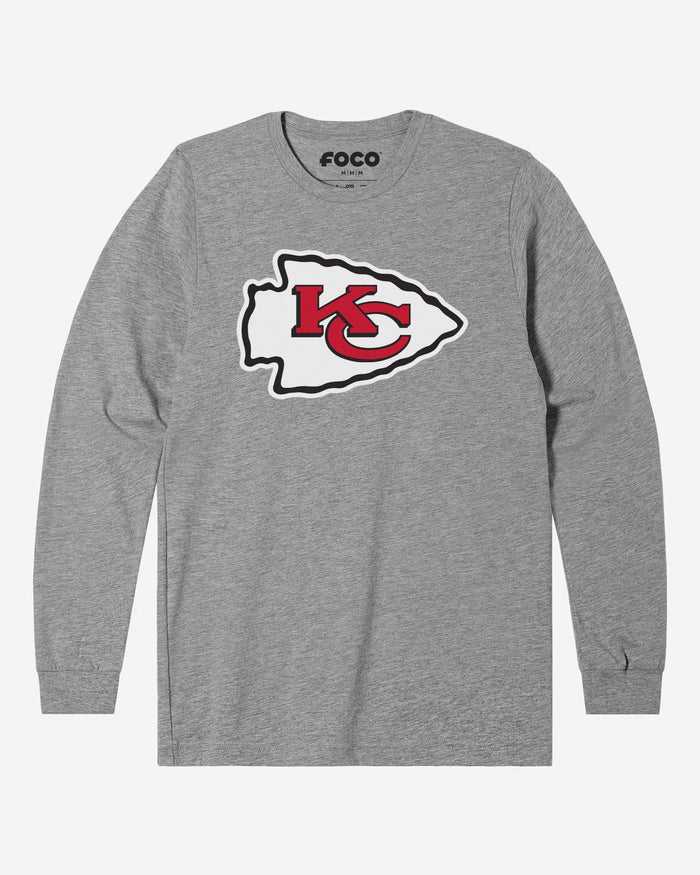 Kansas City Chiefs Primary Logo Long Sleeve T-Shirt FOCO Athletic Heather S - FOCO.com