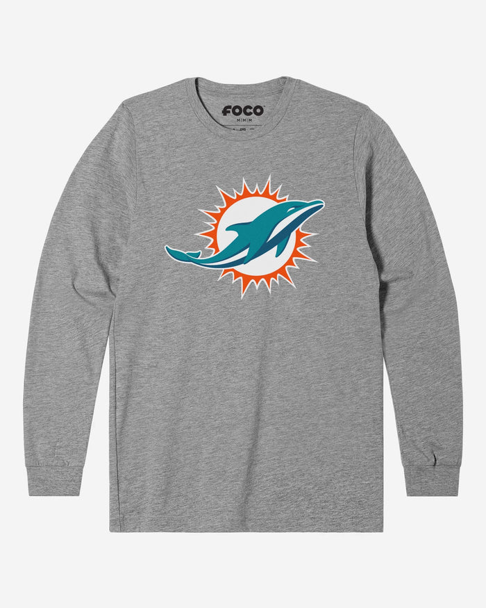 Miami Dolphins Primary Logo Long Sleeve T-Shirt FOCO Athletic Heather S - FOCO.com