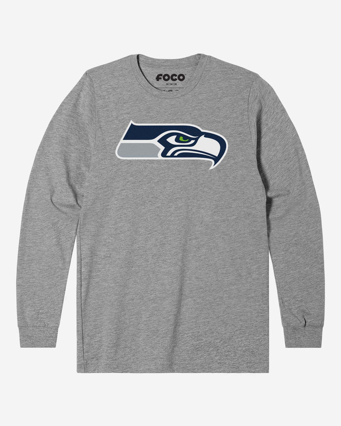 Seattle Seahawks Primary Logo Long Sleeve T-Shirt FOCO Athletic Heather S - FOCO.com