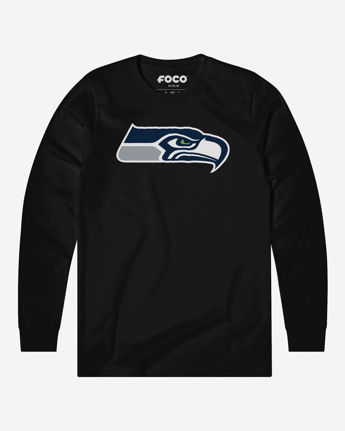 Seattle Seahawks Primary Logo Long Sleeve T-Shirt FOCO Black S - FOCO.com