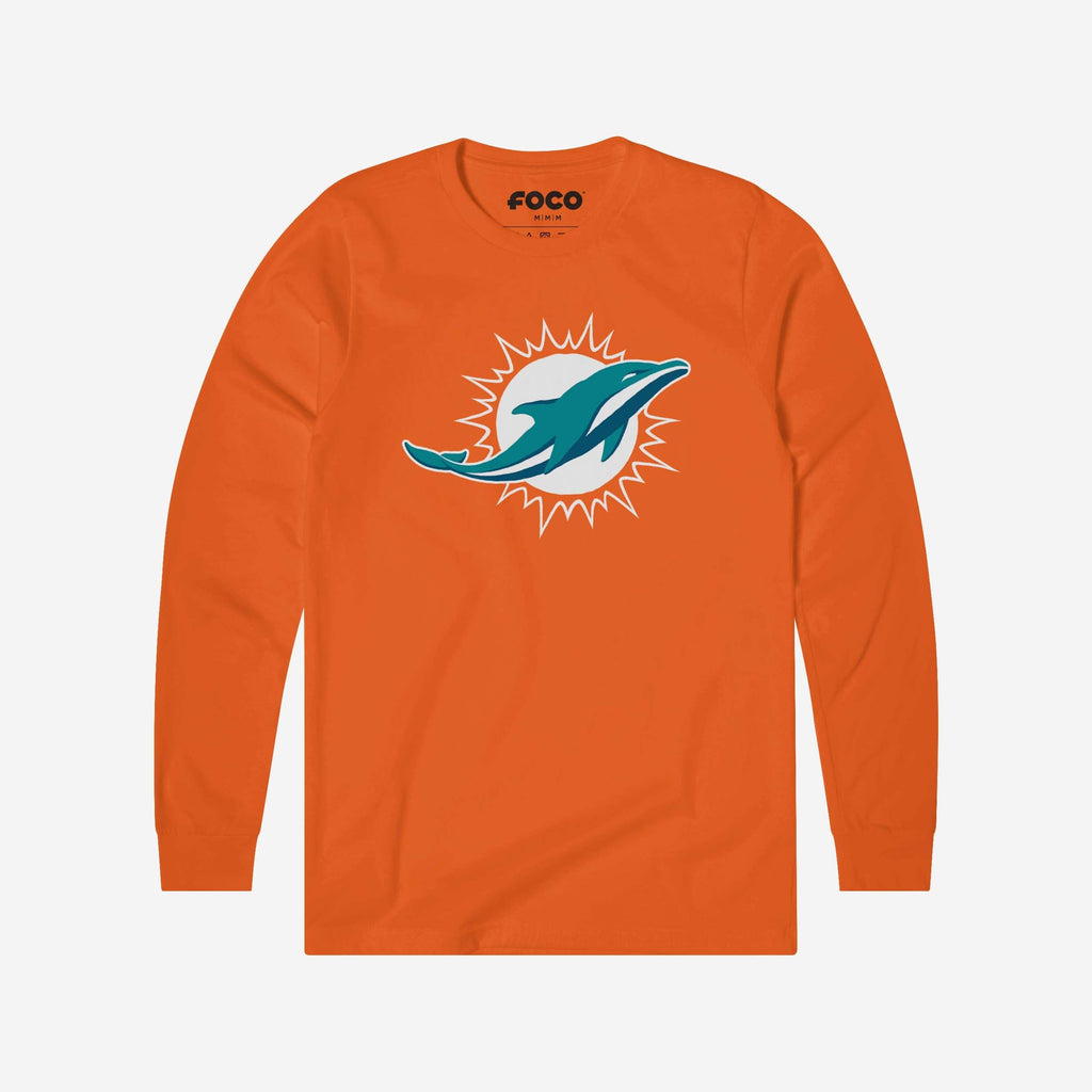 Miami Dolphins Primary Logo Long Sleeve T-Shirt FOCO Orange S - FOCO.com