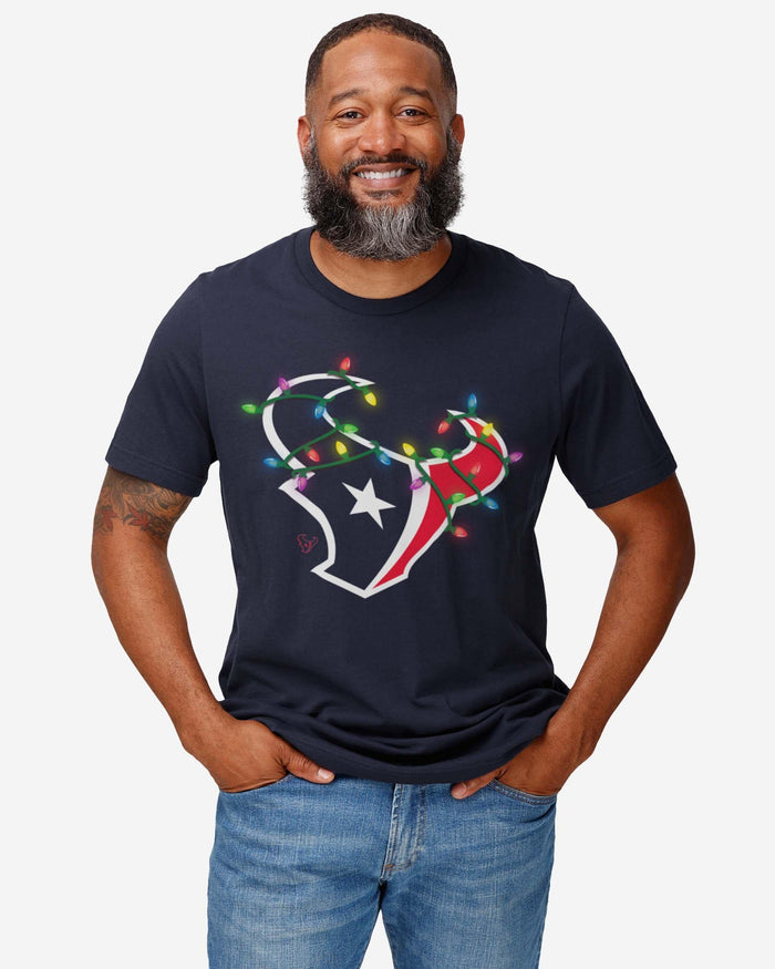 Houston Texans Primary Logo Holiday Lights T-Shirt FOCO - FOCO.com