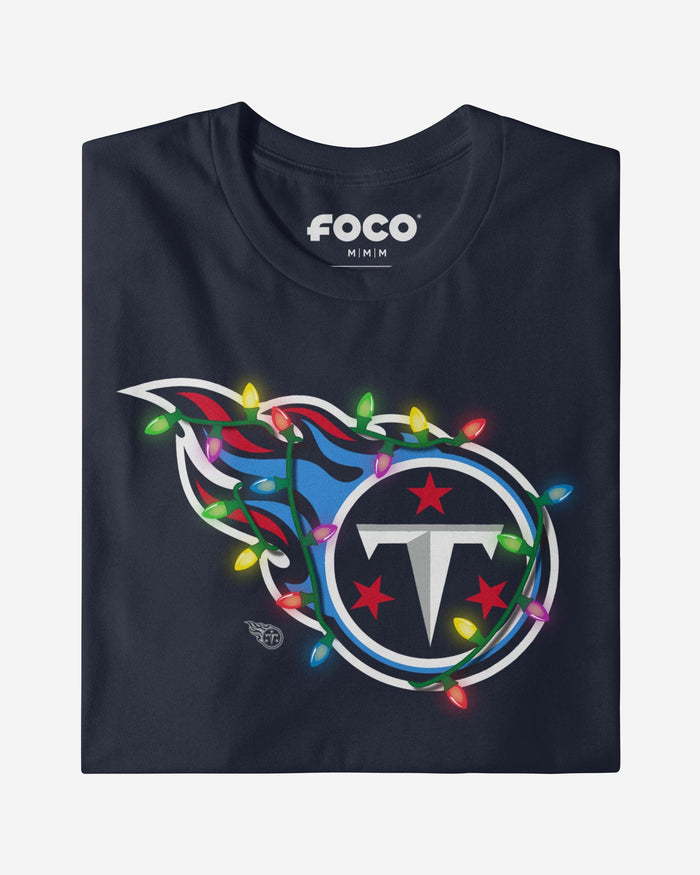 Tennessee Titans Primary Logo Holiday Lights T-Shirt FOCO - FOCO.com