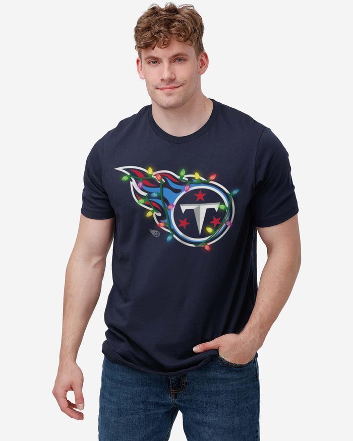 Tennessee Titans Primary Logo Holiday Lights T-Shirt FOCO - FOCO.com