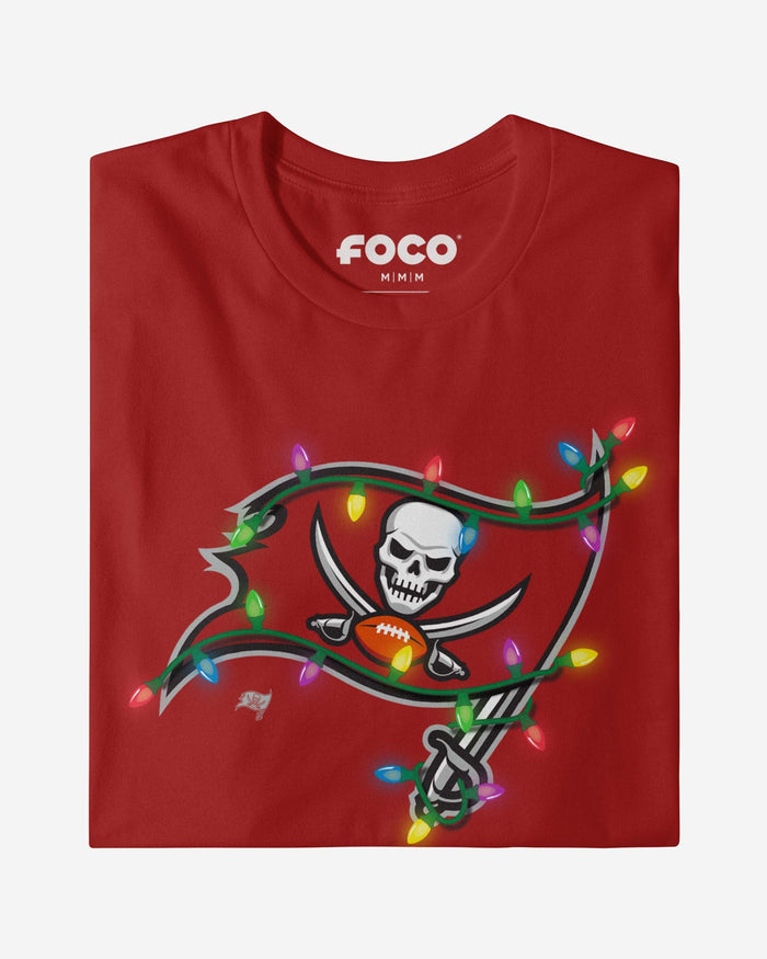 Tampa Bay Buccaneers Primary Logo Holiday Lights T-Shirt FOCO - FOCO.com